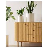 LE TAUCI Ceramic Pots for Plants, 10/8/6 Inch Indoor Planters with Draiange Hole, Silicone Plug & Mesh Pad, Modern Minimalist Pots for Home Office, Set of 3, Satin, White