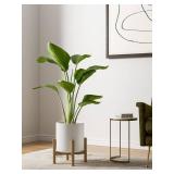 LE TAUCI Ceramic Pots for Plants, 10/8/6 Inch Indoor Planters with Draiange Hole, Silicone Plug & Mesh Pad, Modern Minimalist Pots for Home Office, Set of 3, Satin, White