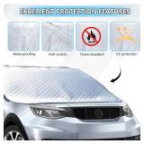 Windshield Snow Ice Cover, 150x200 cm Car Windshield Cover, 4-Layer Waterproof Windproof Protection, Snow Ice Frost Sun UV Dust Water Defense, Universal Wiper Protector for Most Cars SUVs Trucks Vans