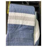 Litanika Quilt Queen Size Mineral Blue, Stripe Patchwork Summer Bedspread Coverlet 3 Pieces, Soft Lightweight Microfiber Quilted Bedding Set for All Season(1 Quilt, 2 Pillowcases)