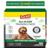 Glad for Pets Black Charcoal Puppy Pads, 23"x23" Disposable Training Pads That Absorb Urine & Neutralize Odor with Activated Carbon - 100 Count