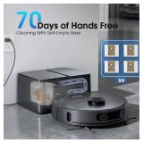 Retails for $240! Robot Vacuum and Mop Combo, 3-in-1 Robotic Vacuum Cleaner with 70-Day Self-Emptying Base, 360 LiDAR Navigation, Auto-Return & Smart Mapping, 6000Pa Strong Suction for Pet Hair, Carpe