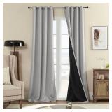 Rutterllow 100% Blackout 330 GSM Curtains, Full Shade Long Complete Drapes for Living Room, Thermal Insulated Bedroom Window Treatment Drapes (2 Panels, Light Gray, 52 x 90 inch)