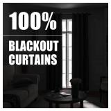Rutterllow 100% Blackout 330 GSM Curtains, Full Shade Long Complete Drapes for Living Room, Thermal Insulated Bedroom Window Treatment Drapes (2 Panels, Light Gray, 52 x 90 inch)