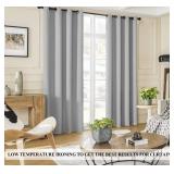 Rutterllow 100% Blackout 330 GSM Curtains, Full Shade Long Complete Drapes for Living Room, Thermal Insulated Bedroom Window Treatment Drapes (2 Panels, Light Gray, 52 x 90 inch)