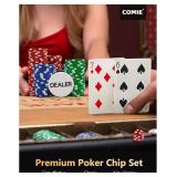 Poker Chips with Numbers,500PCS Poker Chip Set with Aluminum Travel Case,11.5 Gram Poker Set for Texas Holdem Blackjack Gambling.