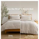 Bedsure Queen Comforter Set - Beige Soft Bedding for All Seasons, Cationic Dyed Bed Set, 3 Pieces, 1 Queen Size Comforter (90"x90") and 2 Pillow Shams (20"x26"+2")