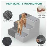 YITAHOME Dog Stairs for High Bed and Couch, Premium Foam Dog Steps for Small Dogs, Older Pets, Non-Slip Pet Stairs with High-Strength Boards, Removable Washable Cover, 4 Tiers Grey