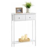Small Entryway Table with Drawers & Storage Shelf High Tall Little Narrow Front Door Console Tables Skinny Slim Wall Table for Entry Hall Hallway Foyer, Thin Bedside Nightstand for Small Space Bedroom