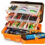 PLUSINNO Large 4-Layer Tackle Box with Tackle Included, Fishing Lures Kit - Pliers, Crankbait, Hooks, Weights & Accessories - Freshwater Bass Fishing Bait Lure Gear and Equipment, Gift for Men