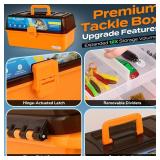 PLUSINNO Large 4-Layer Tackle Box with Tackle Included, Fishing Lures Kit - Pliers, Crankbait, Hooks, Weights & Accessories - Freshwater Bass Fishing Bait Lure Gear and Equipment, Gift for Men