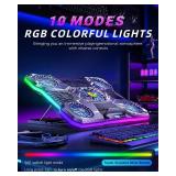 ChillCore Laptop Cooling Pad, RGB Laptop Fan Cooling Pad 9 Fans for 15.6-19.3 Inch Laptops, Gaming Laptop Cooler with 8 Height Stands, 2 USB Ports - A21 Pattern
