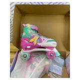 NEMONE Mermaid 4 Size Adjustable Light up Roller Skates for Girls, Purple Blue Skates for Toddlers, Beginner Kids Butterfly Roller Skates Indoor Outdoor