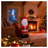 4ft Inflatable Santa Claus with LEDs, 30s-Auto Blow Up Christmas Decoration for Outdoor