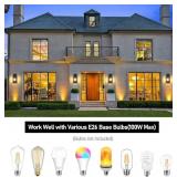 Outdoor Wall Light Fixtures, Exterior Waterproof Wall Lanterns, Porch Sconces Lighting with E26 Sockets & Glass Shades, Modern Matte Black Outside Lights for Patio Front Door Entryway Garage, 2-Pack
