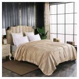 Retails for $190! EP Mode Luxury Mulberry Silk Blanket with Silk Charmeuse Border (Rugby Tan, Twin 66" x 88")