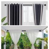 OLV Black Industrial Curtain Rods for Windows 48 to 84 Inch(4 to 7 Feet), 1 Inch Diameter Blackout Wrap Around Adjustable Heavy Duty Window Drapery Rods, Indoor and Outdoor, Matte Black