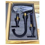 Bathroom Faucets for Sink 3 Hole, Hurran Matte Black Bathroom Sink Faucet with Pop-up Drain and Supply Lines, Stainless Steel Lead-Free Widespread Faucet for Vanity RV Farmhouse Sink