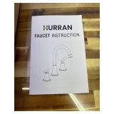 Bathroom Faucets for Sink 3 Hole, Hurran Matte Black Bathroom Sink Faucet with Pop-up Drain and Supply Lines, Stainless Steel Lead-Free Widespread Faucet for Vanity RV Farmhouse Sink