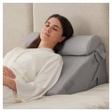 3PCS Wedge Pillow Set for After Surgery, Adjustable 9&12 Inch Bed Wedge Pillow for Sleeping, Incline Pillow Wedge for Headboard, Post Surgery, Acid Reflux, Neck&Back Support, Grey