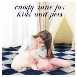 Super Soft Rug for Bedroom, 5x7 ft Blue and White Area Rug Classic Checkered Shaggy Anti-Skid High Pile Soft Fluffy Rug Fuzzy Carpet for Living Room Bedroom Kids Room Nursery, Dorm