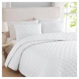 WDCOZY White Cloud Queen Size Quilt Set, Tan Lightweight Farmhouse Bedspread, Rustic Country Coverlet, Taupe Camel Soft Bedding, Thin Comforter for All Season - 3 Pieces, 90x90 inches