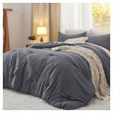 Bedsure Oversized King Comforter Set, Dark Grey Soft Prewashed Bedding for All Seasons, 3 Pieces GentleSoft Bed Set, 1 Lightweight Comforter (120"x98") and 2 Pillowcases (20"x36")