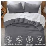Bedsure Oversized King Comforter Set, Dark Grey Soft Prewashed Bedding for All Seasons, 3 Pieces GentleSoft Bed Set, 1 Lightweight Comforter (120"x98") and 2 Pillowcases (20"x36")