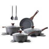 SENSARTE Nonstick Cookware Set 13-Piece, Non Stick Pots and Pans Set with Swiss Granite Coating, Healthy Kitchen Cooking Set, Stay-Cool Handles, PFOA Free