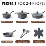 SENSARTE Nonstick Cookware Set 13-Piece, Non Stick Pots and Pans Set with Swiss Granite Coating, Healthy Kitchen Cooking Set, Stay-Cool Handles, PFOA Free