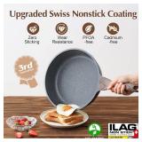 SENSARTE Nonstick Cookware Set 13-Piece, Non Stick Pots and Pans Set with Swiss Granite Coating, Healthy Kitchen Cooking Set, Stay-Cool Handles, PFOA Free