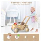 Wooden Baby Walker, Push and Pull Learning Walking Toys for Babies Infants to Toddler, Walker with Wheels for Boys Girls, Gift for Birthday Christmas, Natural