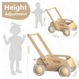 Wooden Baby Walker, Push and Pull Learning Walking Toys for Babies Infants to Toddler, Walker with Wheels for Boys Girls, Gift for Birthday Christmas, Natural