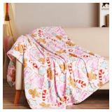 Pink Christmas Throw Blanket - Stylish and Cute Throw Blanket for Couch, Chair or Bed - Pink Christmas Decor - Soft & Plush - 50 x 60