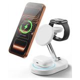 Intoval Fast Charging Station for Magsafe Apple Devices, Wireless Charger for MagSafe iPhones, 3 in 1 Magnetic Charger Stand for iPhone16/15/14/13, Apple Watch & AirPods