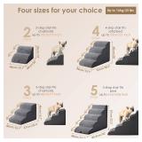 EHEYCIGA Curved Dog Stairs Ramp for High Beds 22.6" H, 5-Step Dog Steps for Small Dogs and Cats, Pet Stairs for High Bed Climbing, Non-Slip Balanced Pet Step Indoor, Grey