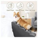 EHEYCIGA Curved Dog Stairs Ramp for High Beds 22.6" H, 5-Step Dog Steps for Small Dogs and Cats, Pet Stairs for High Bed Climbing, Non-Slip Balanced Pet Step Indoor, Grey