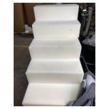 EHEYCIGA Curved Dog Stairs Ramp for High Beds 22.6" H, 5-Step Dog Steps for Small Dogs and Cats, Pet Stairs for High Bed Climbing, Non-Slip Balanced Pet Step Indoor, Grey