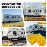 ROBLOCK Large RV Jack Stabilizer Pads,Sinking Resistant Stackable Camper Stabilizer Pads with Easy-Grip Handle and Handy Strap, Easy Storage & Organization, Yellow 4 Pack 14" x 12"