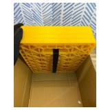ROBLOCK Large RV Jack Stabilizer Pads,Sinking Resistant Stackable Camper Stabilizer Pads with Easy-Grip Handle and Handy Strap, Easy Storage & Organization, Yellow 4 Pack 14" x 12"