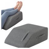 Leg Pillow Elevation Blood Circulation, Leg Wedge for Elevation for Swelling, Leg Elevating Pillow for After Surgery, Memory Foam Foot Knee Pillow for Back Sleeping 23.6 16.8 8 Inch Dark Grey