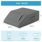 Leg Pillow Elevation Blood Circulation, Leg Wedge for Elevation for Swelling, Leg Elevating Pillow for After Surgery, Memory Foam Foot Knee Pillow for Back Sleeping 23.6 16.8 8 Inch Dark Grey