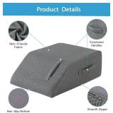 Leg Pillow Elevation Blood Circulation, Leg Wedge for Elevation for Swelling, Leg Elevating Pillow for After Surgery, Memory Foam Foot Knee Pillow for Back Sleeping 23.6 16.8 8 Inch Dark Grey