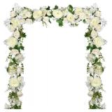 DearHouse 2Pack Artificial Peony Flower Garland - Silk Peony Garland with White Flowers for Wedding Party Table Decoration,6ft/Strand