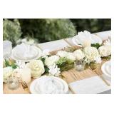 DearHouse 2Pack Artificial Peony Flower Garland - Silk Peony Garland with White Flowers for Wedding Party Table Decoration,6ft/Strand