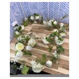 DearHouse 2Pack Artificial Peony Flower Garland - Silk Peony Garland with White Flowers for Wedding Party Table Decoration,6ft/Strand