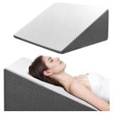 Wedge Pillow for Sleep Apnea, 12 Inch Bed Wedge Pillow for Headboard, Headboard Triangle Pillow Wedge for Acid Reflux, After Surgery, Snoring, Cooling Memory Foam Top, Removable Cover