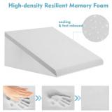 Wedge Pillow for Sleep Apnea, 12 Inch Bed Wedge Pillow for Headboard, Headboard Triangle Pillow Wedge for Acid Reflux, After Surgery, Snoring, Cooling Memory Foam Top, Removable Cover
