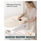 COMOMY Baby Changing Pad with Wipeable & Waterproof PU Cover, Contoured Diaper Changing Pad for Dresser with Non-Slip Safety Belt, Portable and Lightweight, Large Cushioned Foam, Beige
