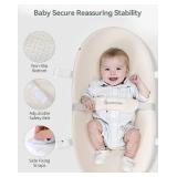 COMOMY Baby Changing Pad with Wipeable & Waterproof PU Cover, Contoured Diaper Changing Pad for Dresser with Non-Slip Safety Belt, Portable and Lightweight, Large Cushioned Foam, Beige